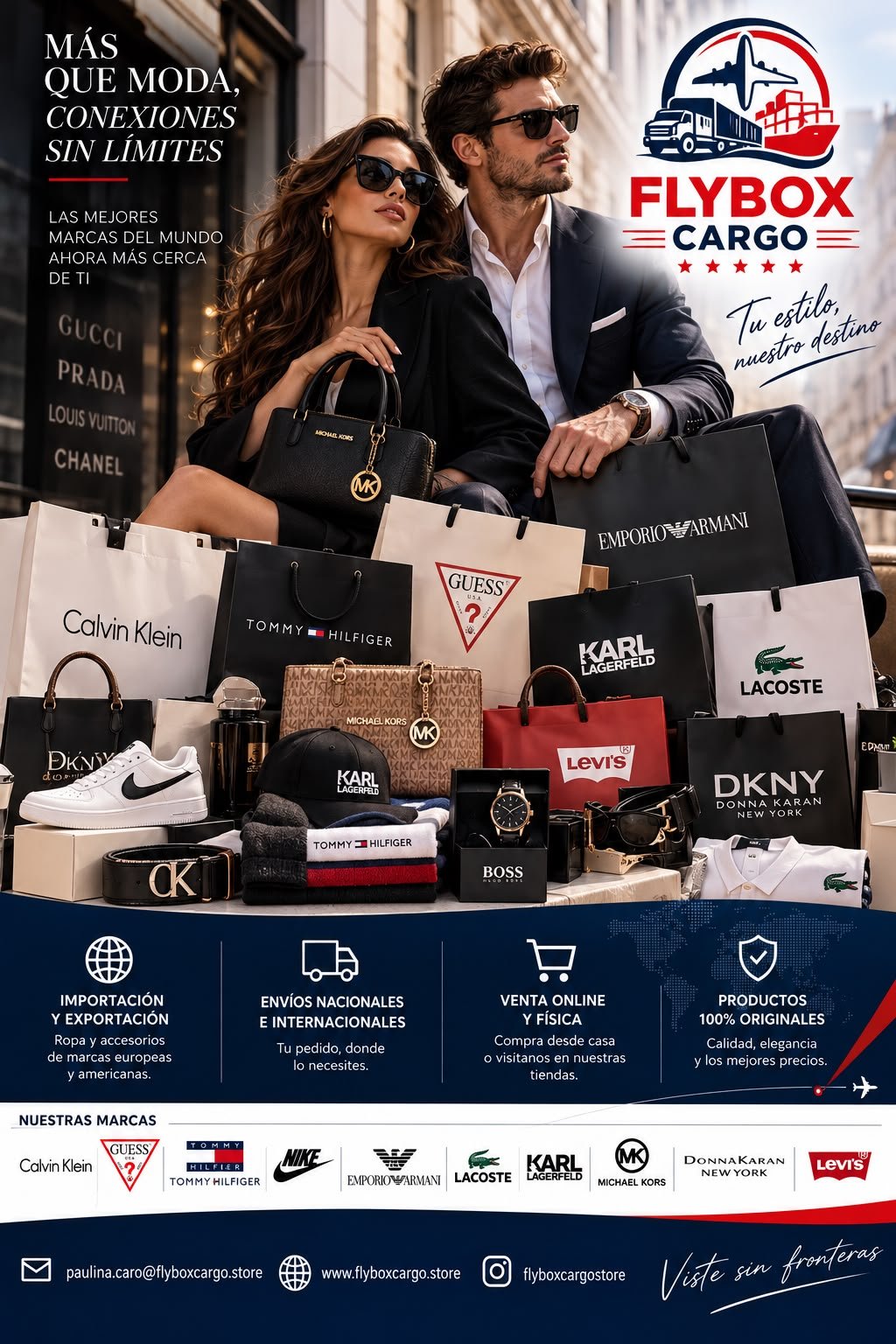 Selección de ropa, bolsos, calzado y accesorios de Flybox Cargo